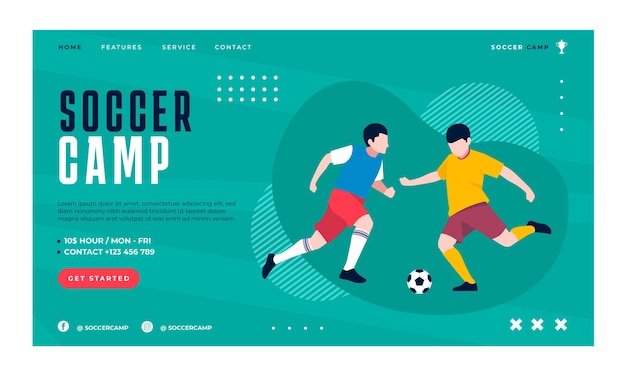 Flat Soccer Landing Page Template – Free Download