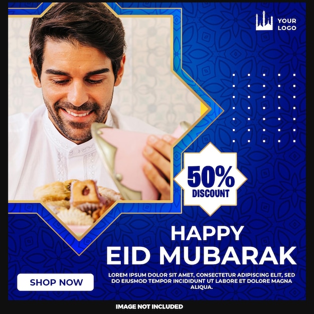 Eid Mubarak and Eid Ul Fitr Social Media Banner Instagram Post Template – Free Download