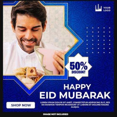 Eid Mubarak and Eid Ul Fitr Social Media Banner Instagram Post Template – Free Download