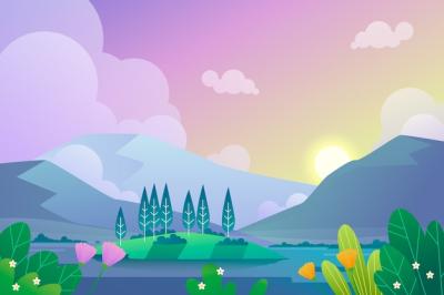 Gradient Spring Landscape Concept – Free Download