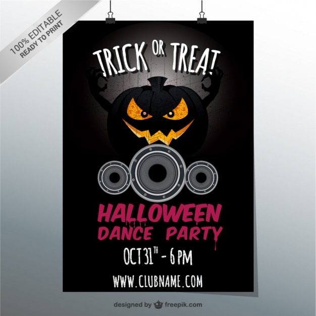 Halloween Dance Party Flyer Featuring Pumpkin – Download Free Stock Photo