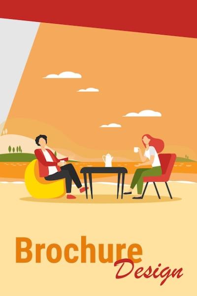 Romantic Lake Shore Coffee Moment – Free Download of Vector Illustration