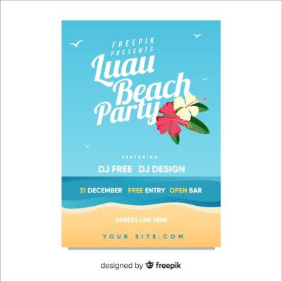 Luau Party Beach Shore Poster Template – Download Free Stock Photo