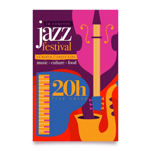 Hand Drawn International Jazz Day Poster Template – Free Download