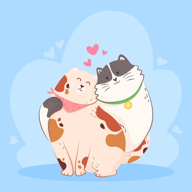 Hand Drawn Valentine’s Day Animal Couple – Free Download