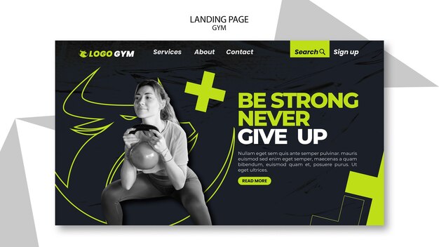 Flat Design Gym Training Landing Page – Free Download