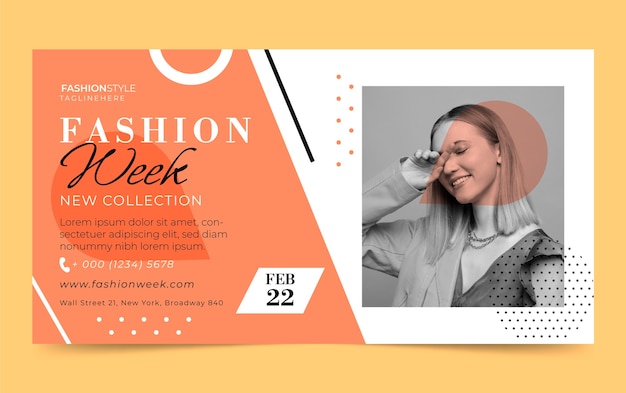 Fashion Week Facebook Template in Flat Design – Free Download