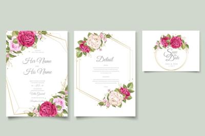 Elegant Watercolor Floral Wedding Invitation Card Set – Free Download