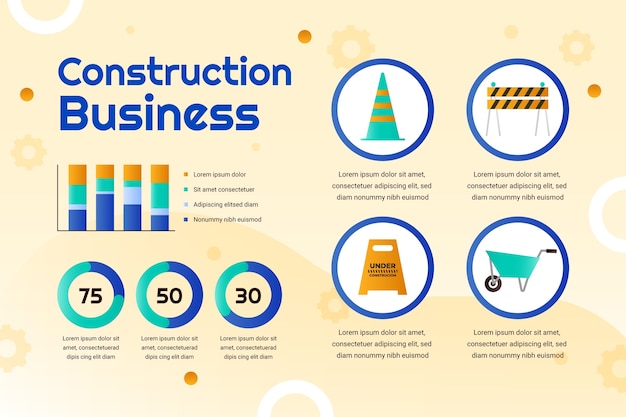 Gradient Construction Infographic Template – Free Download