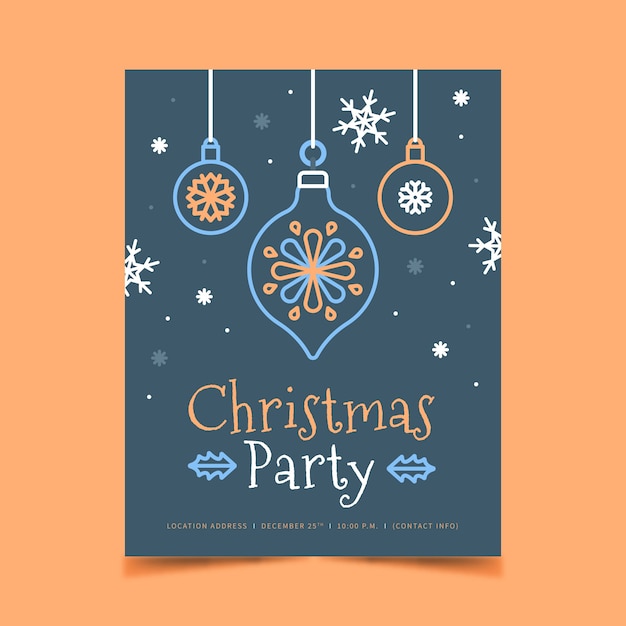 Christmas Party Poster Outline Style – Free Download