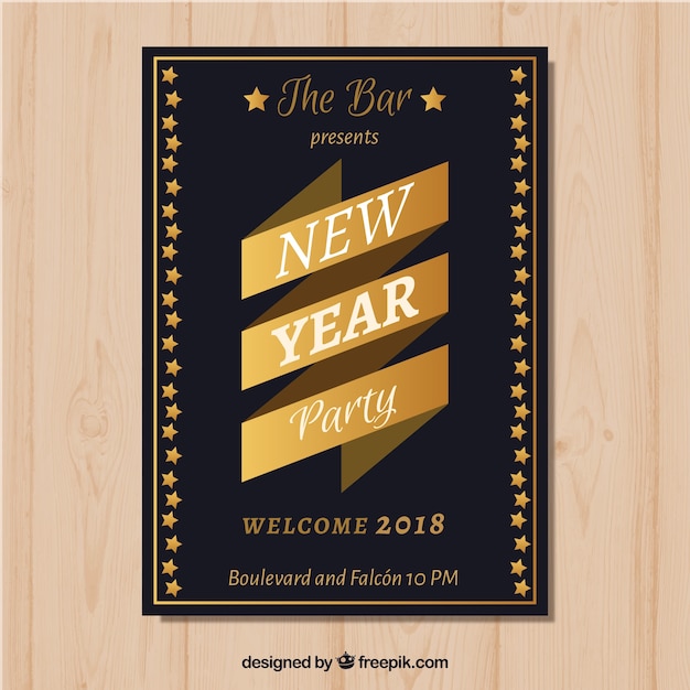 Simple New Year Party Poster in Black – Free to Download