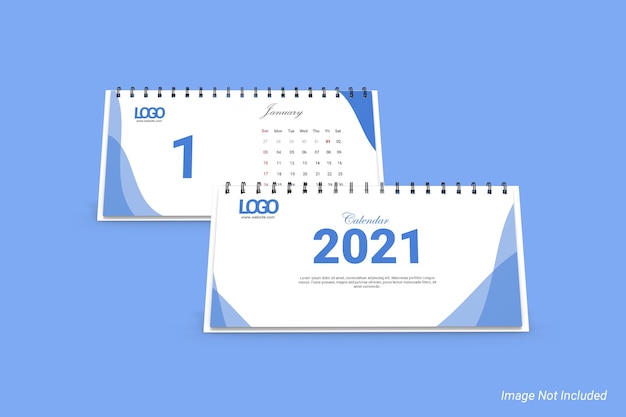 Landscape Business Desk Calendar Mockup for Free Download