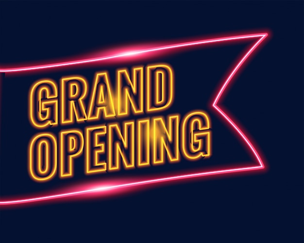 Grand Opening Banner Background in Neon Style – Free Download