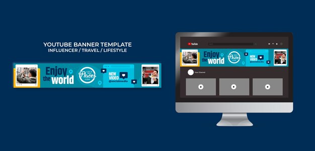 Travel Media Influencer YouTube Banner Template – Free to Download