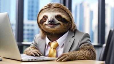 Cute Business Cartoon Sloth Working in the Office – Free Stock Photo, Download for Free