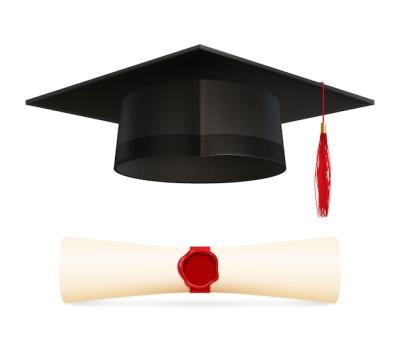 Realistic Graduation Education Set Featuring Academic Hat and Sealed Diploma – Free Download