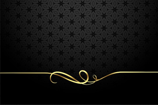 Golden Calligraphic Swirl Border on Black Background – Free Download