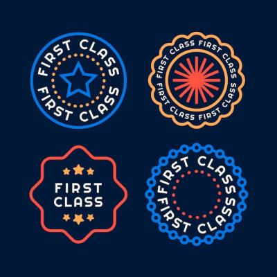 First Class Stamp Collection in Flat Design – Free Download