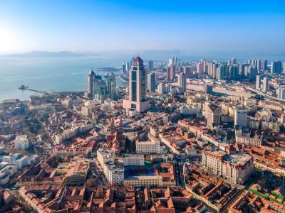 Aerial Photography of Qingdao Bay’s Architectural Landscape Skyline – Free Download