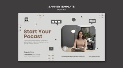 Podcast Banner Template with Photo – Free Download