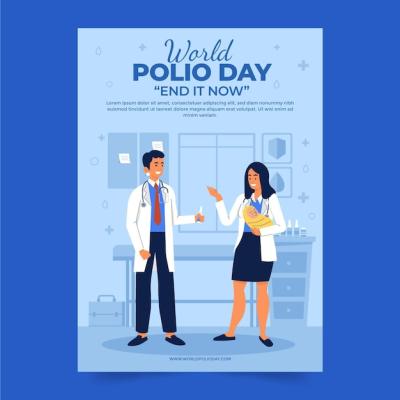 Hand Drawn Flat World Polio Day Vertical Flyer Template – Free Download