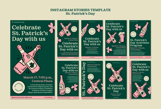 Hand Drawn St. Patrick’s Day Instagram Stories – Free Download