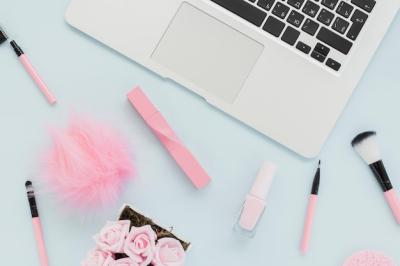 Beauty Items and Laptop Flat Lay Arrangement – Free Stock Photo, Download Free