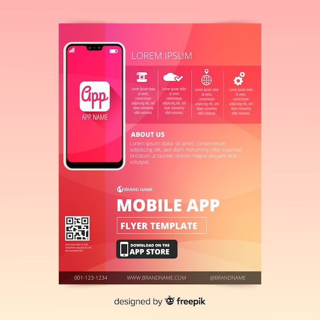 Mobile App Flyer Template – Free Download, Download Free Stock Photo