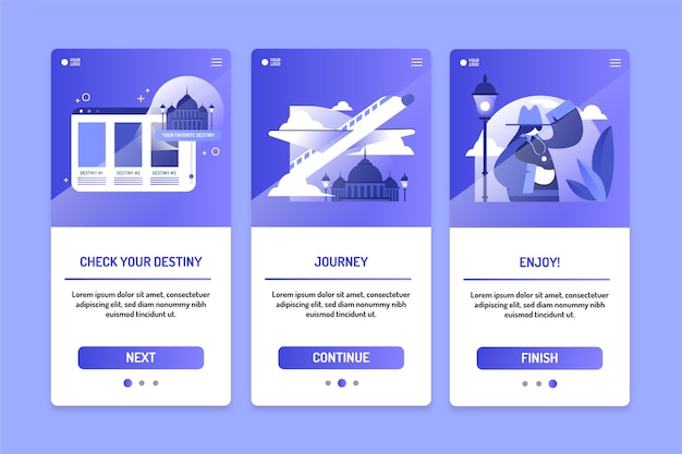 Travel Onboarding App Screen Collection – Free Download