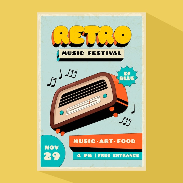 Retro Music Poster Template – Free Download, Download for Free, Free Stock Photo