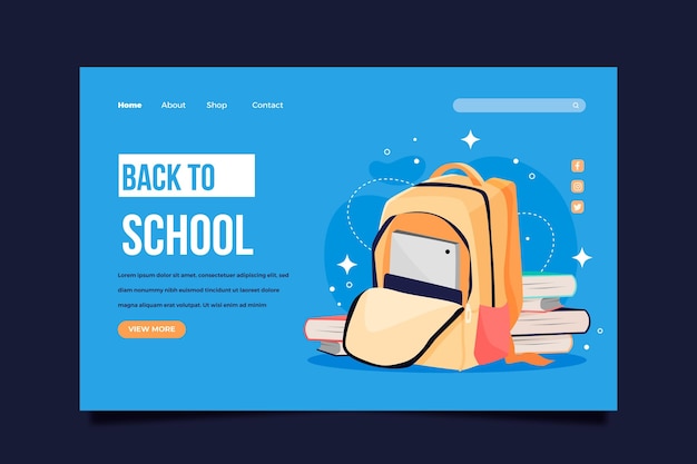 Back to School Flat Landing Page Template – Free Download