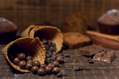 Close-Up Chocolate Chips Inside Cones – Free Download