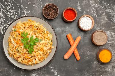 Close-Up of Cabbage, Carrots, and Colorful Spices – Free Stock Photo, Download for Free