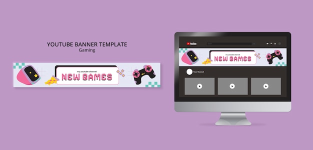 Flat Design Gaming YouTube Banner – Free Stock Photo, Download Free