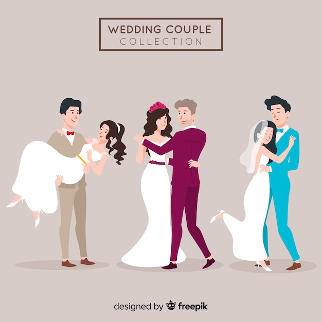 Collection of Wedding Couple Vector Templates – Free Download