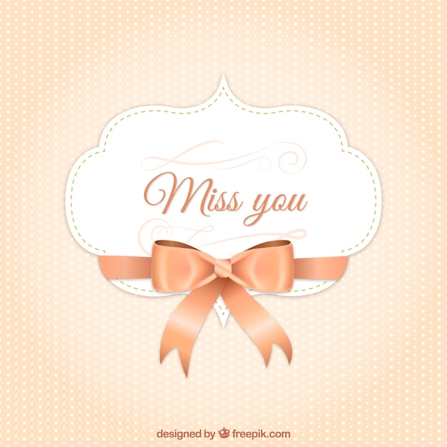 Miss You Label with a Bow – Free Download for Stock Photo