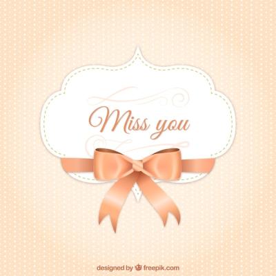 Miss You Label with a Bow – Free Download for Stock Photo