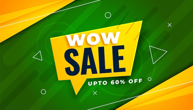 Wow Sale Promotional Banner Featuring Chat Bubble and Geometric Shapes – Free Download