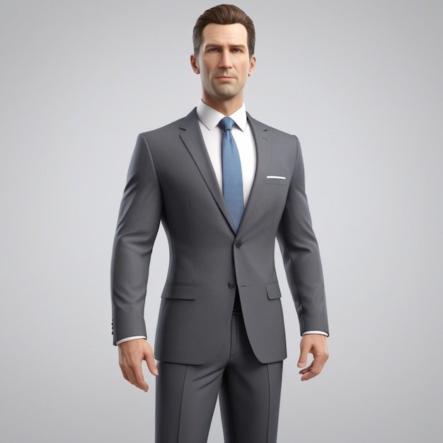 A Man in a Grey Suit with a White Shirt and Blue Tie – Free Download