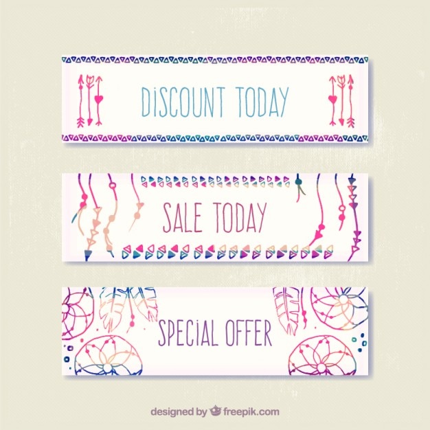 Colorful Boho Elements Banners – Free Download