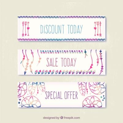 Colorful Boho Elements Banners – Free Download