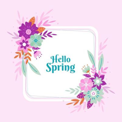 Spring Floral Frame in Flat Design – Free Download