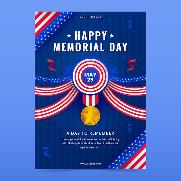 Gradient Vertical Poster Template for USA Memorial Day Celebration – Free Download