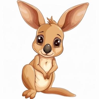 Kangaroo Baby 2D Cartoon Image on White Background – Free Download