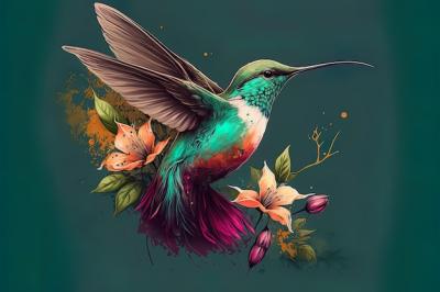 Colorful Hummingbird Hand Drawing – Free Download