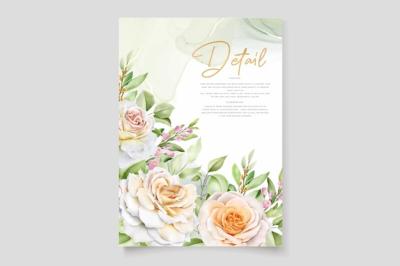 Beautiful Hand Drawn Roses Wedding Invitation Card Set – Free Download