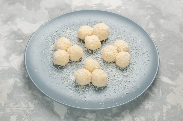 Delicious Coconut Candies on Blue Plate – Free Stock Photo for Download