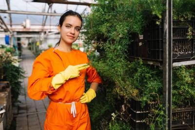 Female Gardener Gesturing in Greenhouse – Free Stock Photo, Download for Free