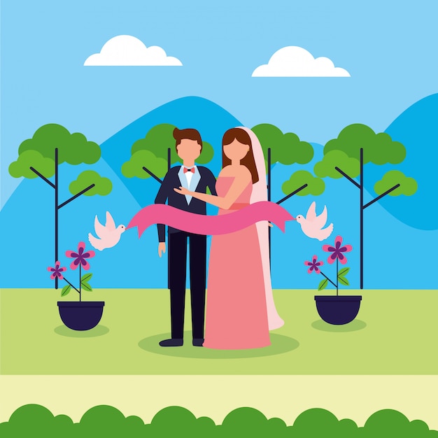 Flat Style Wedding Characters – Download Free Stock Photo