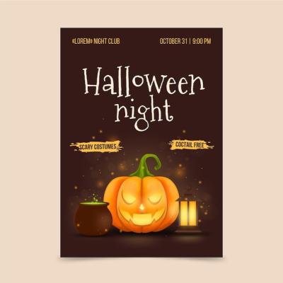 Realistic Halloween Party Poster Template – Free Download